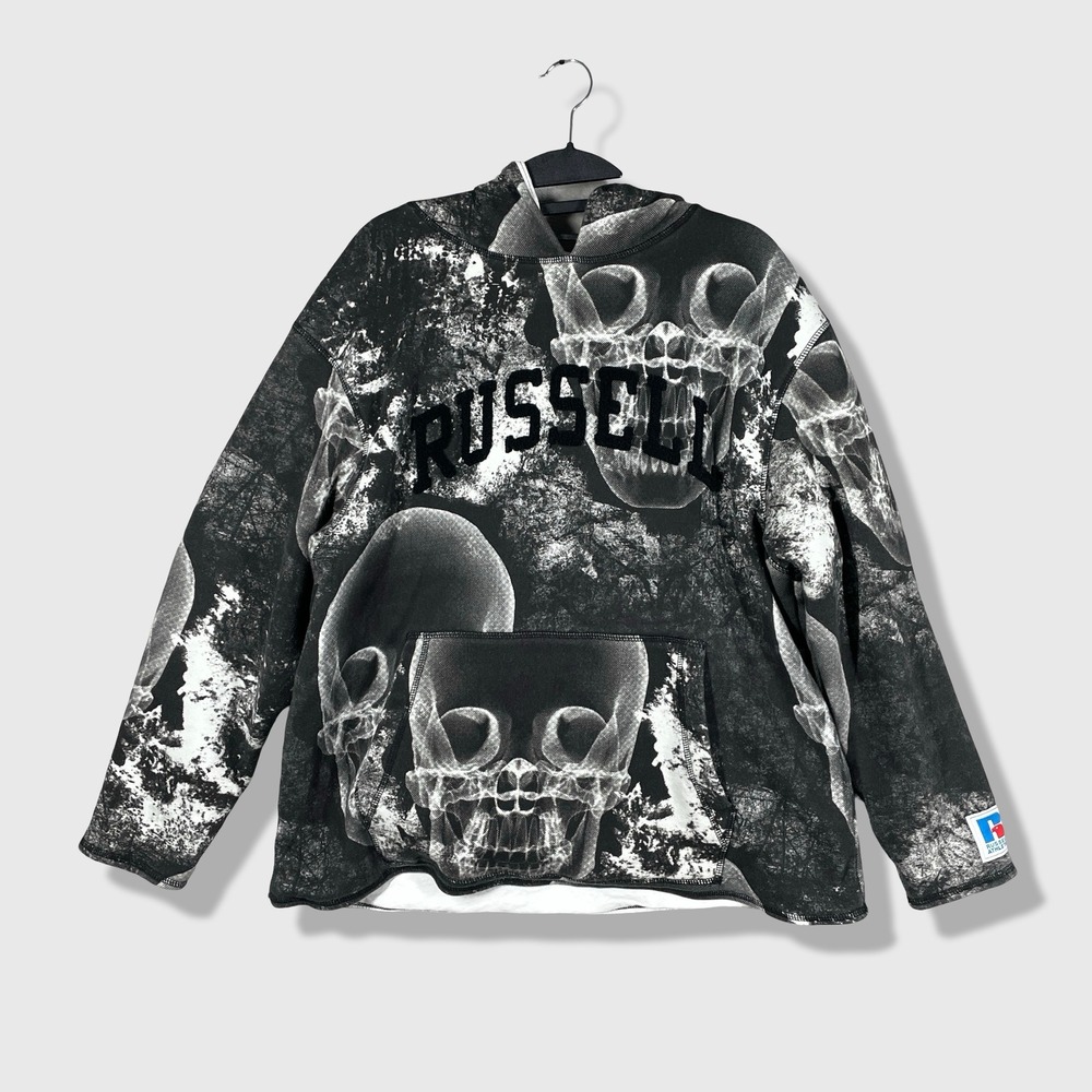 Russell Athletic x ASAP Worldwide Hoodie‎ Mens Small Black Skull Goth Streetwear